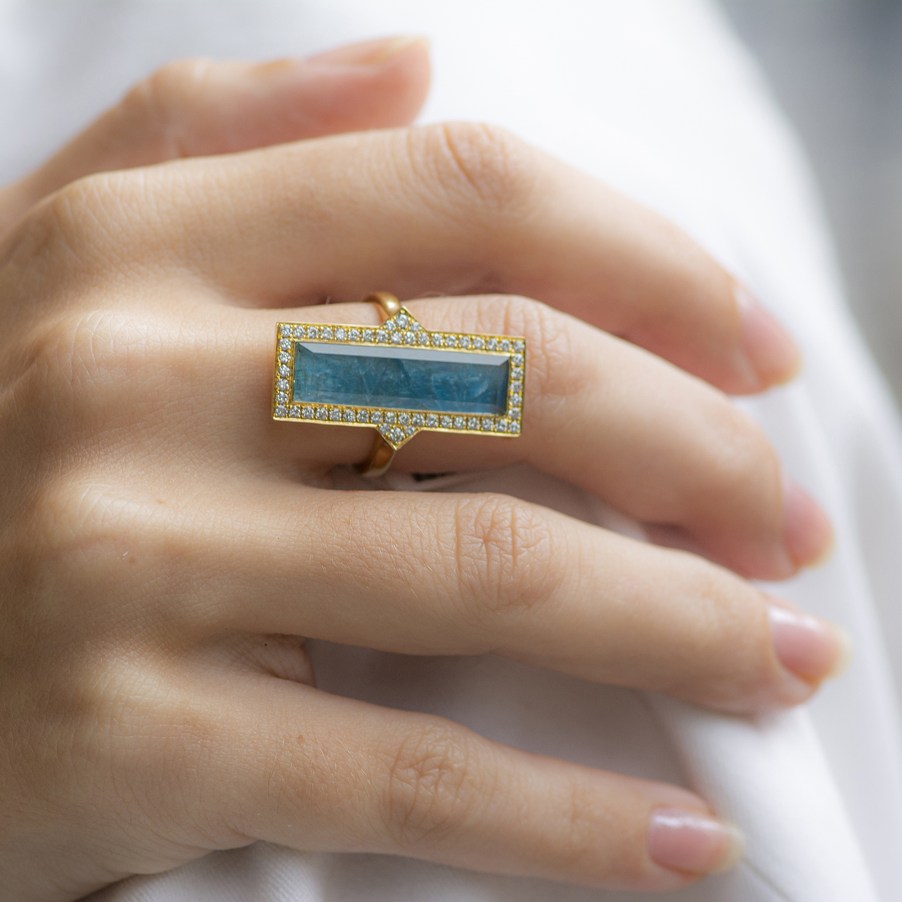Cocktail ring on model