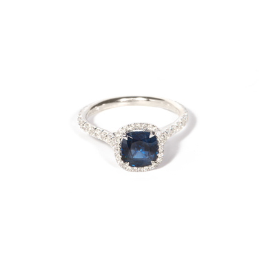 sapphire cushion cut engagement ring