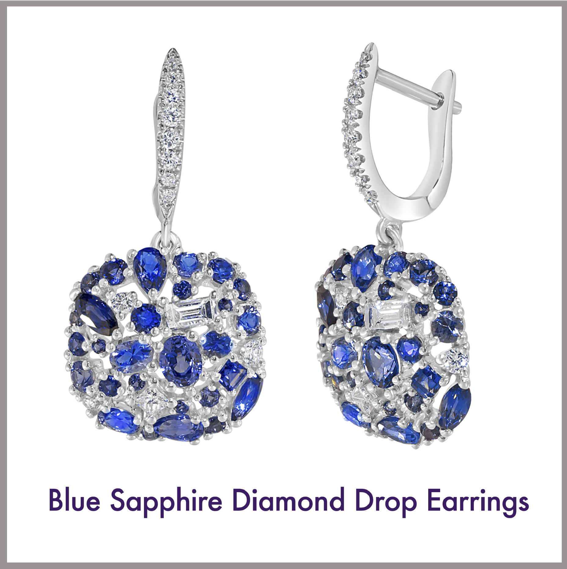 Blue Sapphire Diamond Drop Earrings