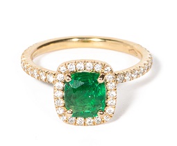 Emerald cushion Engagement Ring