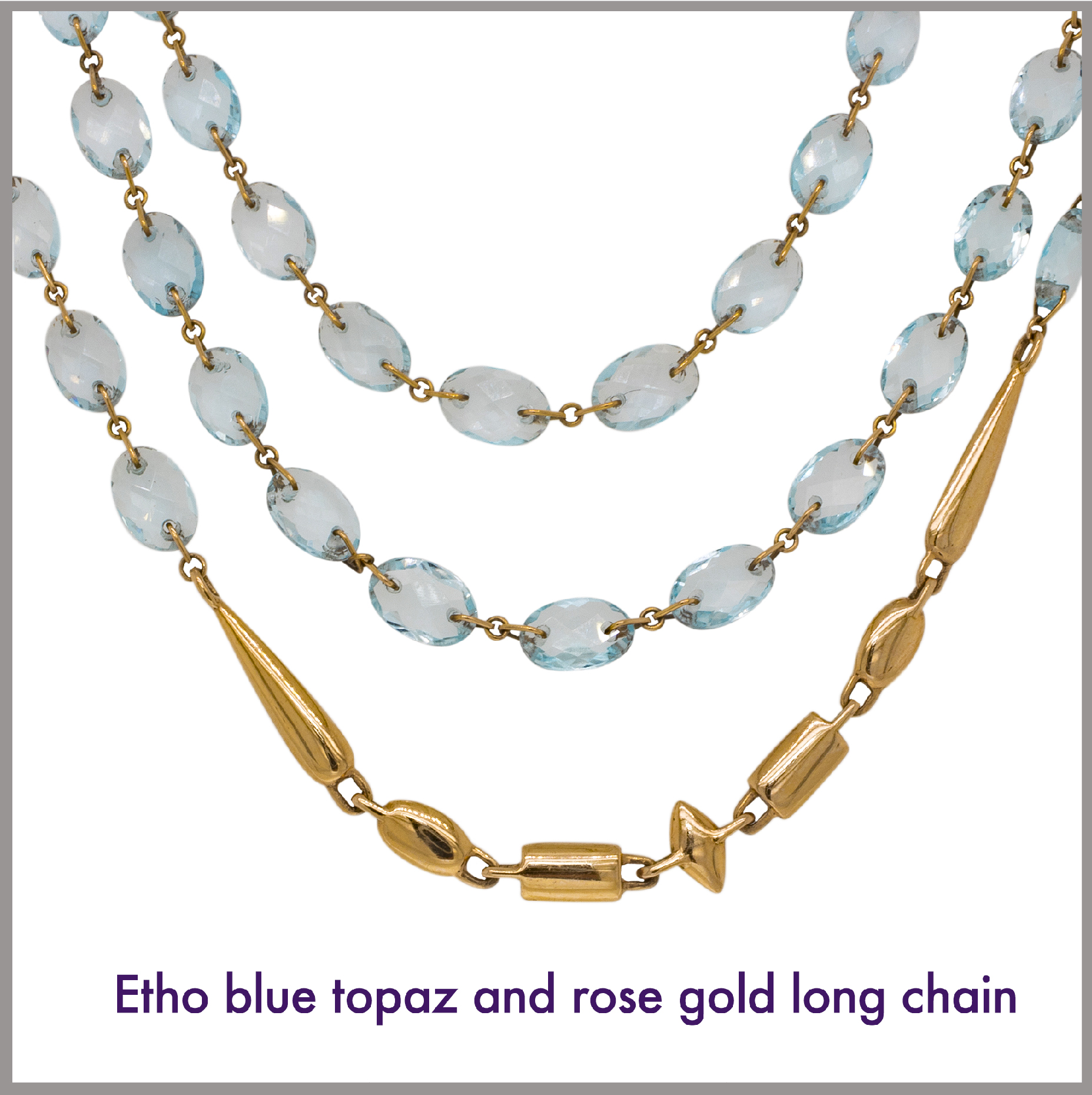 Blue Topaz and Rose Gold Necklace 