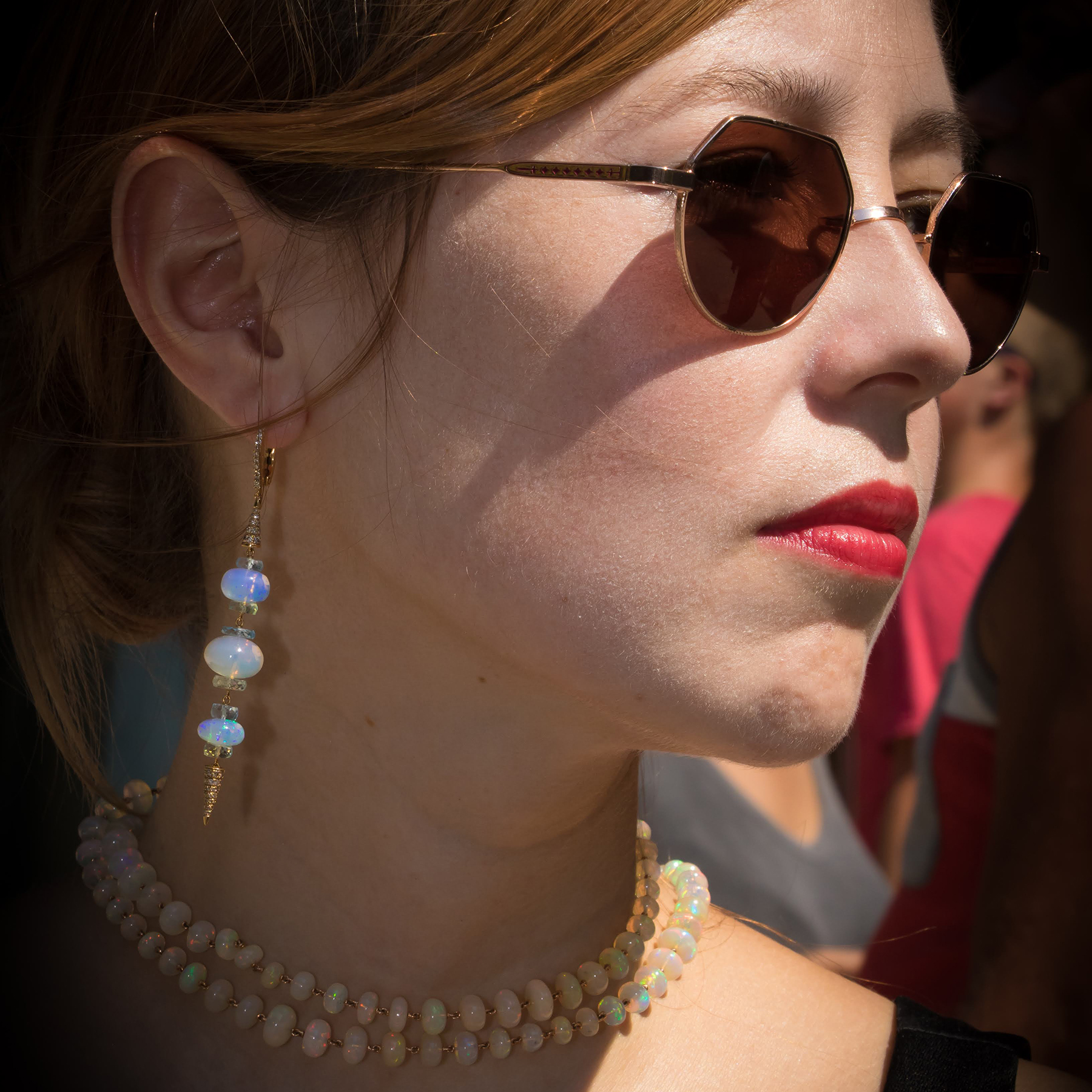 Long Opal Earrings in rose gold