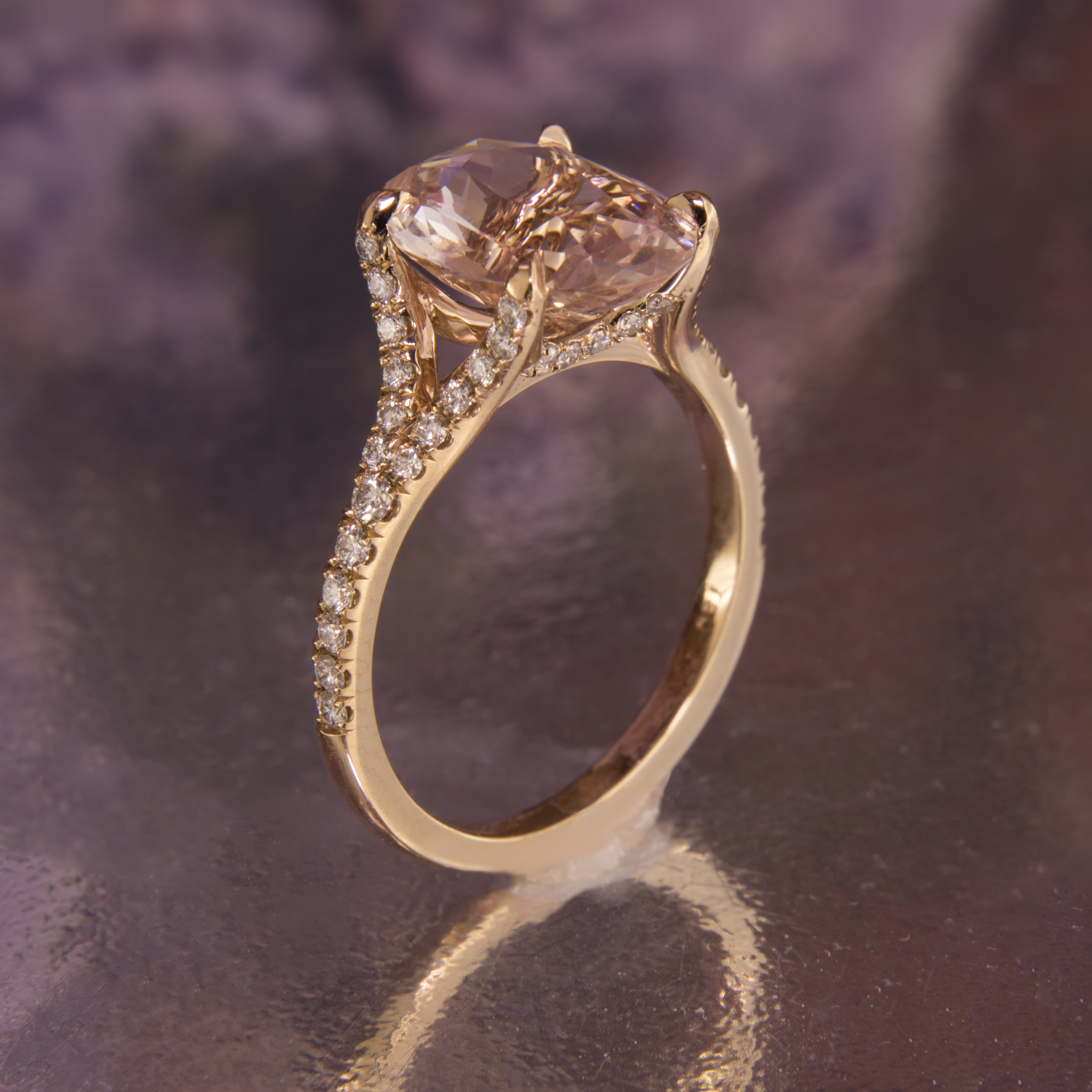 Padparadscha sapphire engagement ring, gold leaves and diamonds proposal  ring / Ariadne | Eden Garden Jewelry™