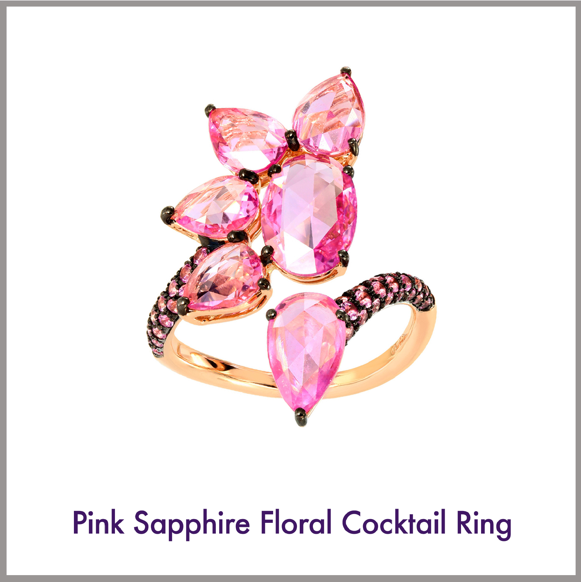 Pink Sapphire Floral Cocktail Ring
