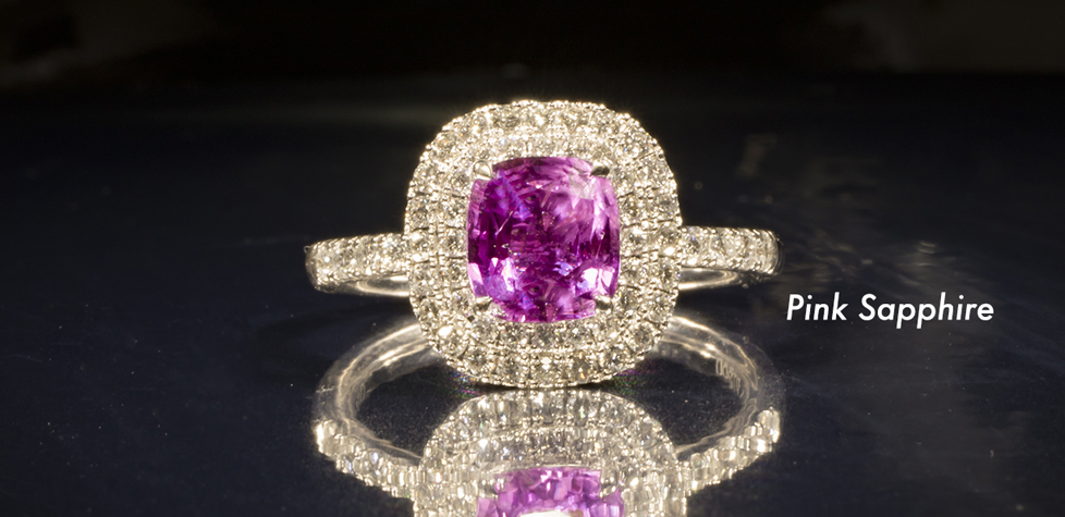 pink sapphire halo ring
