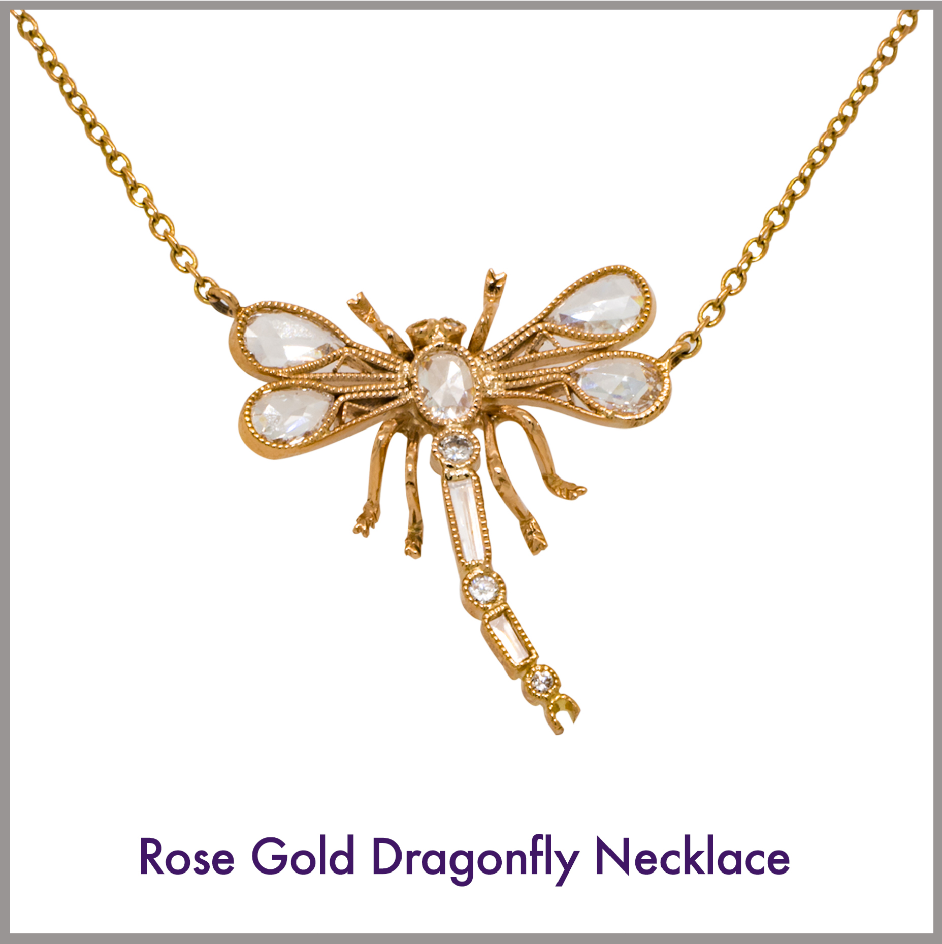Rose Gold Dragonfly Necklace 