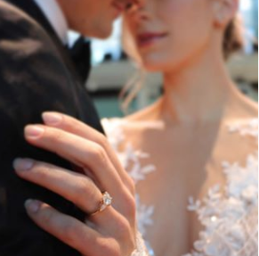 Bride and Groom with Engagement Ring 