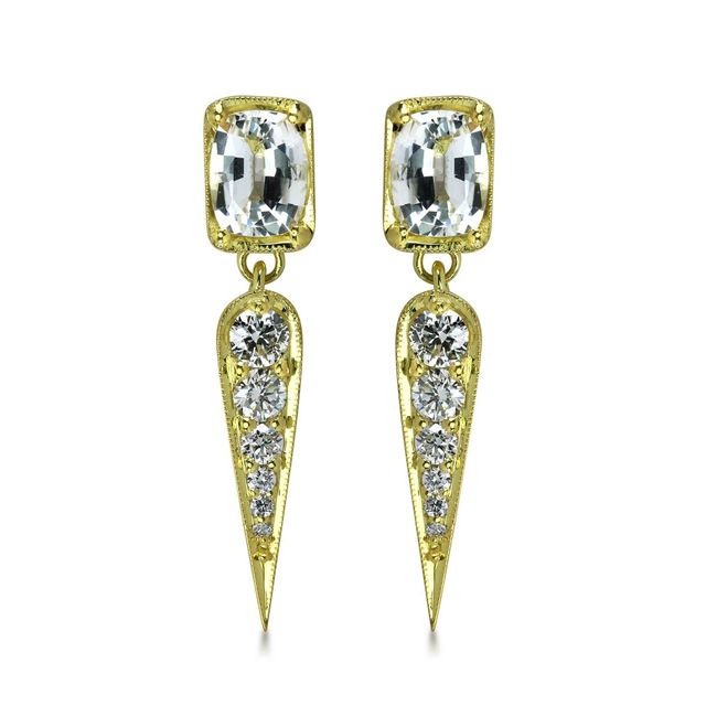 White Sapphire Drop Earrings 